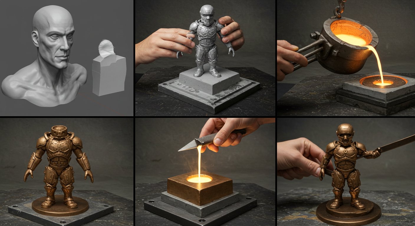 (реалистичная фотография) (Не используй текст и буквы на изображении) : 3d печать, Как изготовить фигуру из бронзы: пошаговая инструкция
