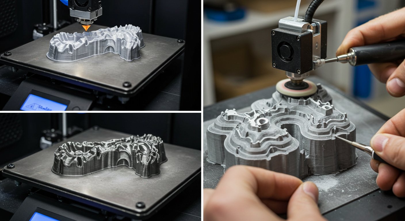 Шлифовка готового 3D изделия после послойной печати