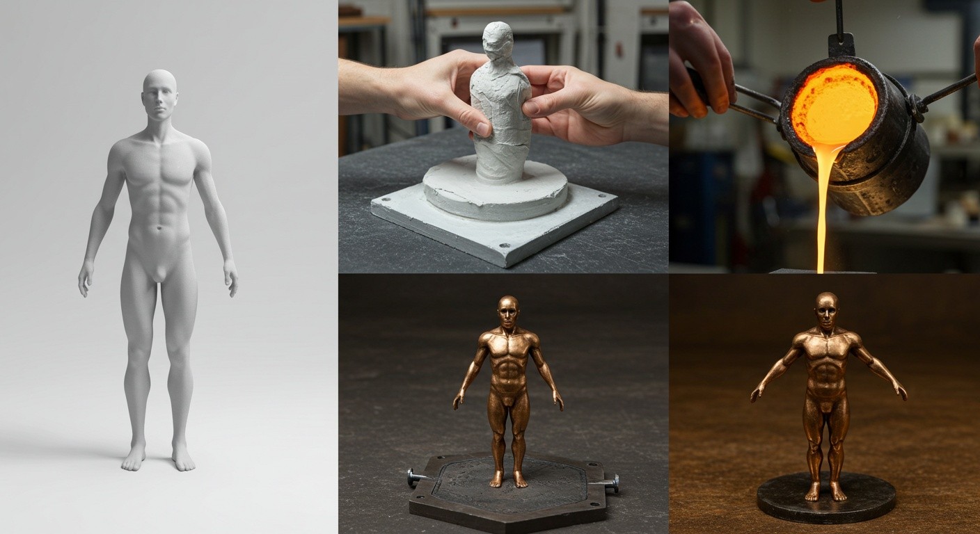 Процесс изготовления бронзовой фигуры