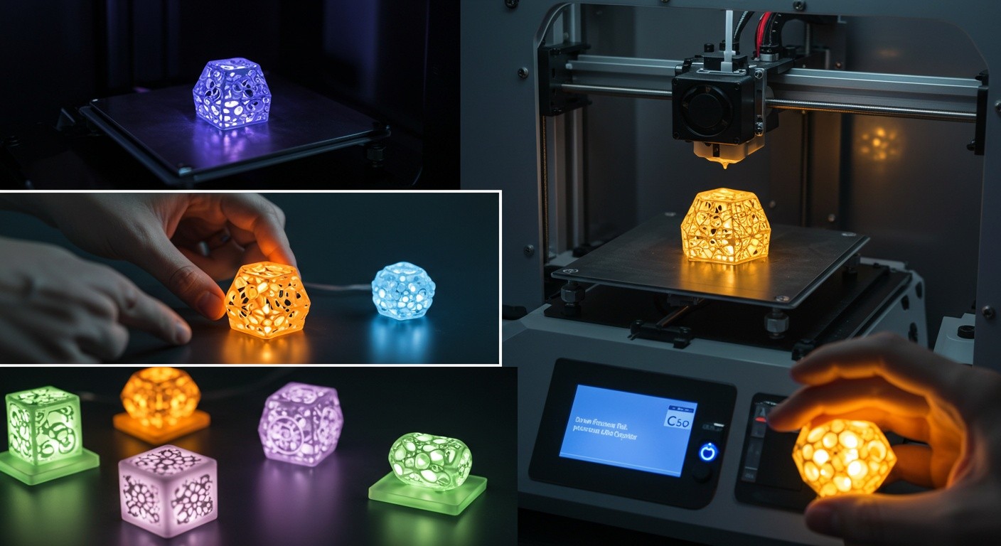 (реалистичная фотография) (Не используй текст и буквы на изображении) : 3d печать, Создание сувениров с декоративной подсветкой