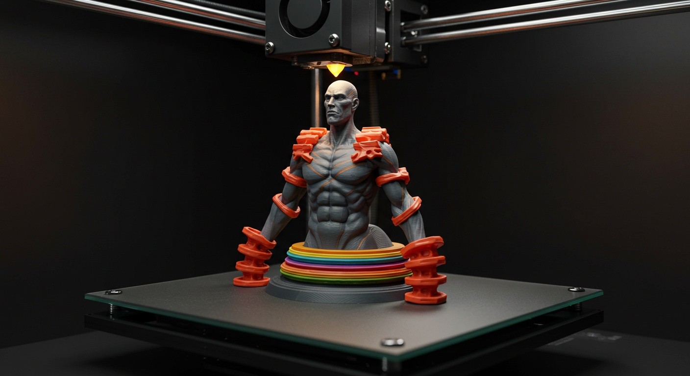 Фигурка с многослойной окраской, созданная с использованием 3D-печати