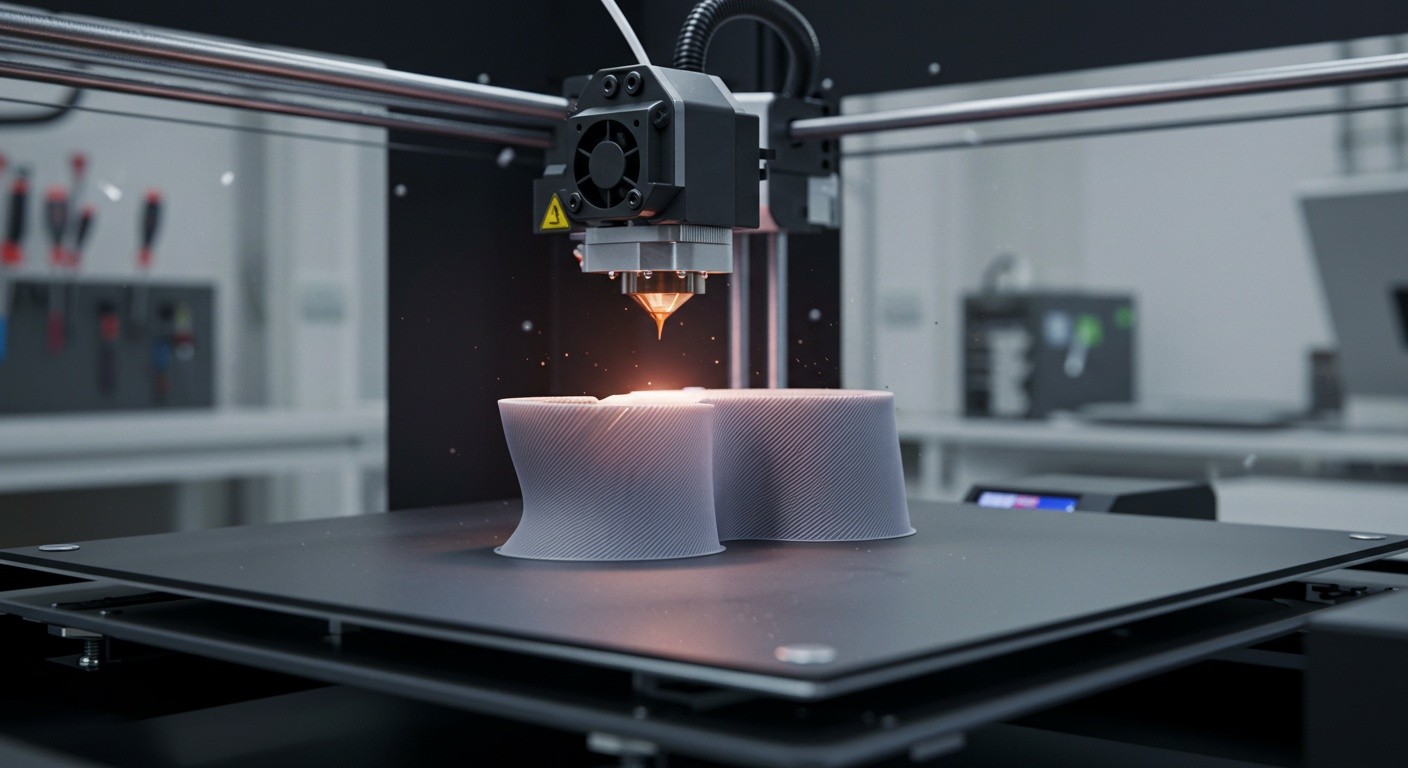 (реалистичная фотография) (Не используй текст и буквы на изображении) : 3d печать, Послойная печать и автоматическая коррекция ошибок