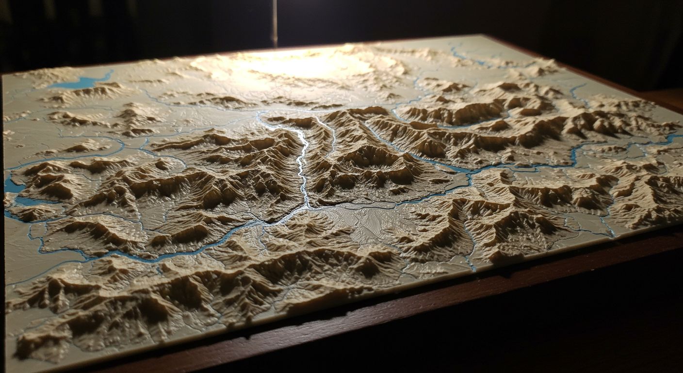 Точная 3D карта рельефа, созданная с помощью современных технологий 3D напечатанная карта рельефа