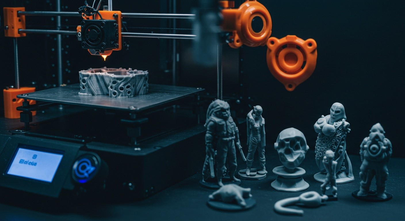 (реалистичная фотография) (Не используй текст и буквы на изображении) : 3d печать, Технологии 3D-печати в производстве деталей и фигур