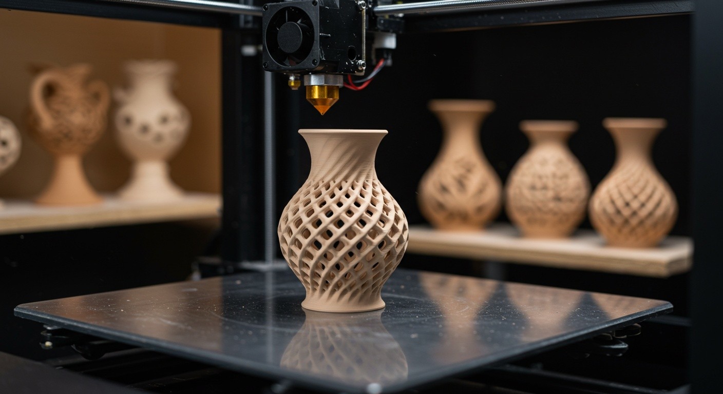 (реалистичная фотография) (Не используй текст и буквы на изображении) : 3d печать, Технология изготовления декоративных изделий из керамики