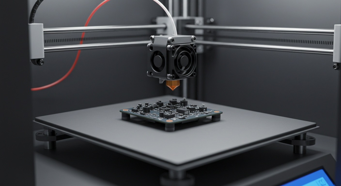 (реалистичная фотография) (Не используй текст и буквы на изображении) : 3d печать, Печать деталей для электроники