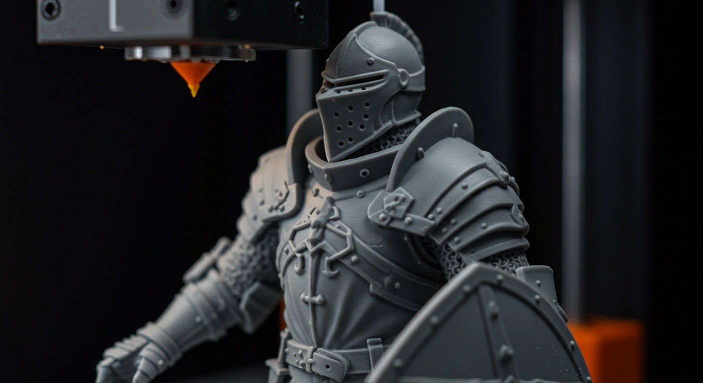 (реалистичная фотография) (Не используй текст и буквы на изображении) : 3d печать, Создание уникальных статуэток с использованием гравировки