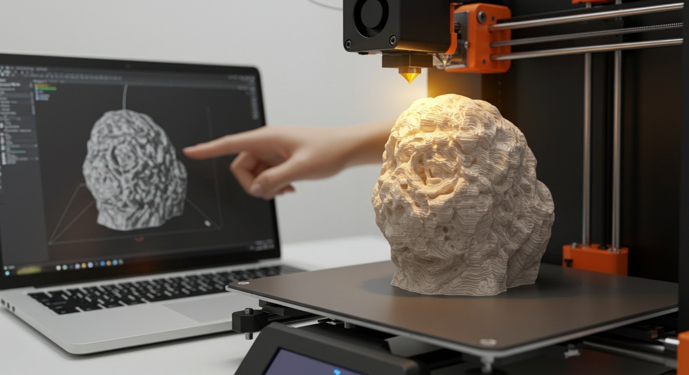 (реалистичная фотография) (Не используй текст и буквы на изображении) : 3d печать, Как напечатать скульптуру