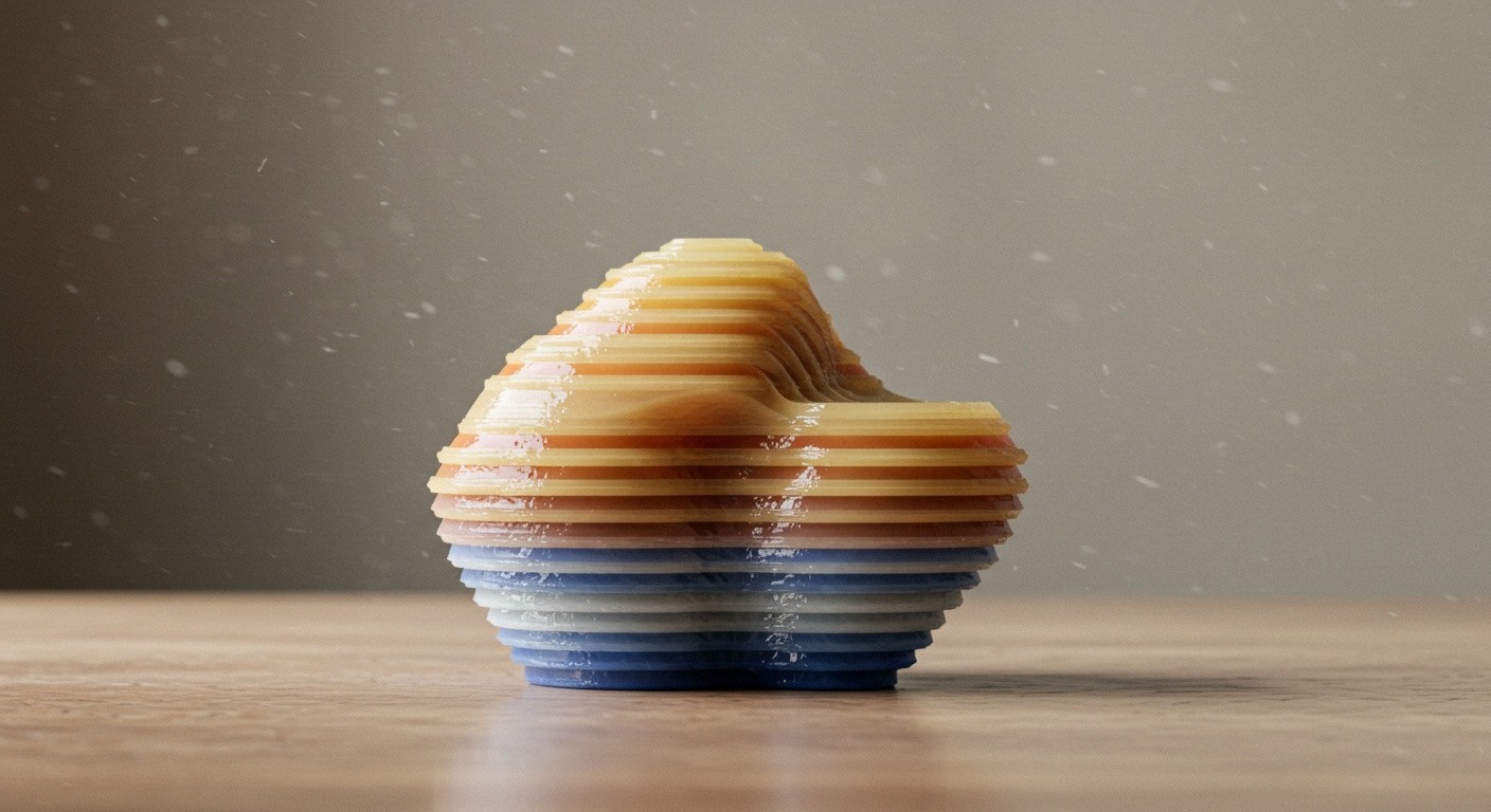 (реалистичная фотография) (Не используй текст и буквы на изображении) : 3d печать, Послойная печать и прозрачные смолы