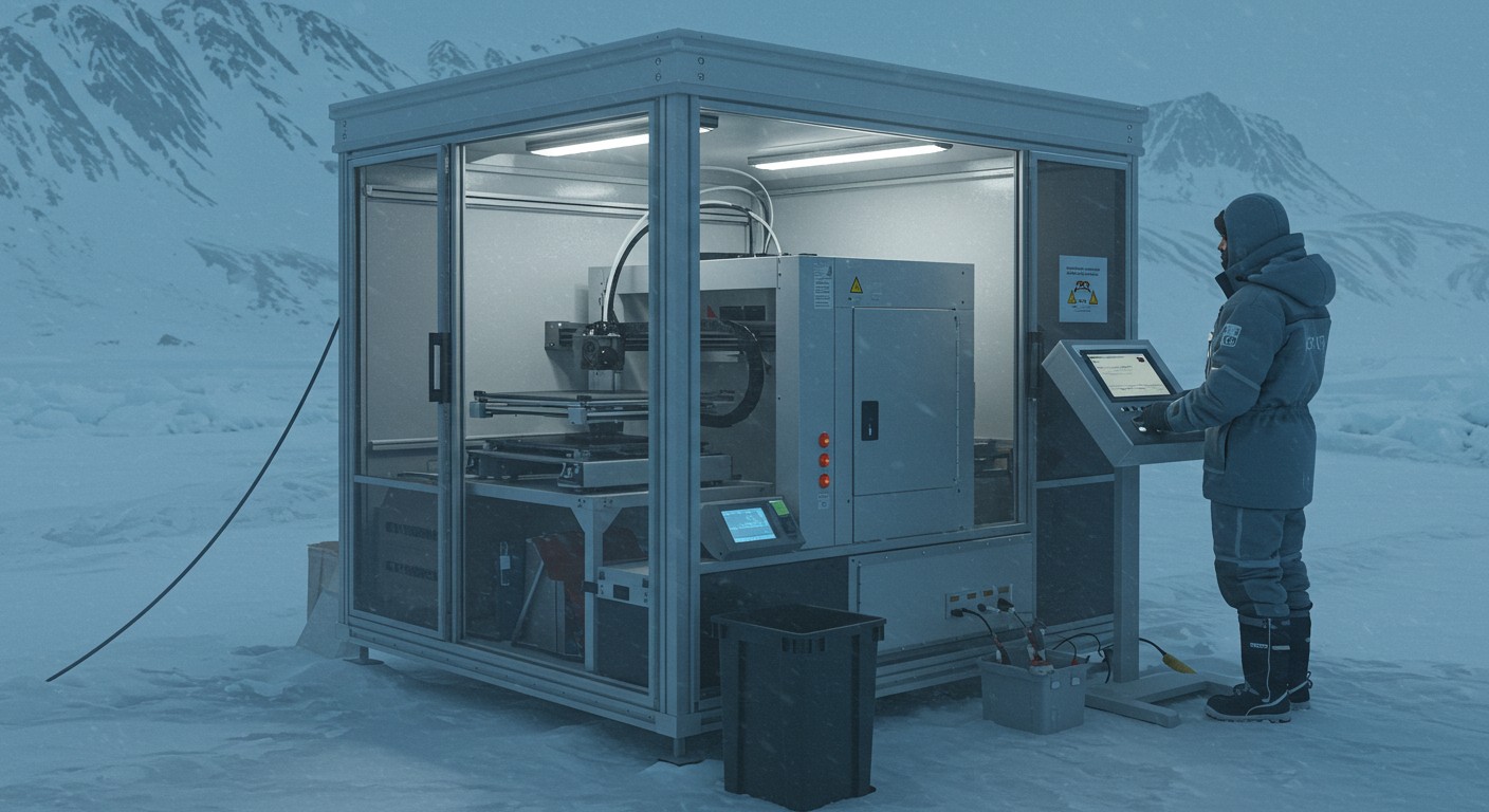 (реалистичная фотография) (Не используй текст и буквы на изображении) : 3d печать, Печать в условиях крайнего севера