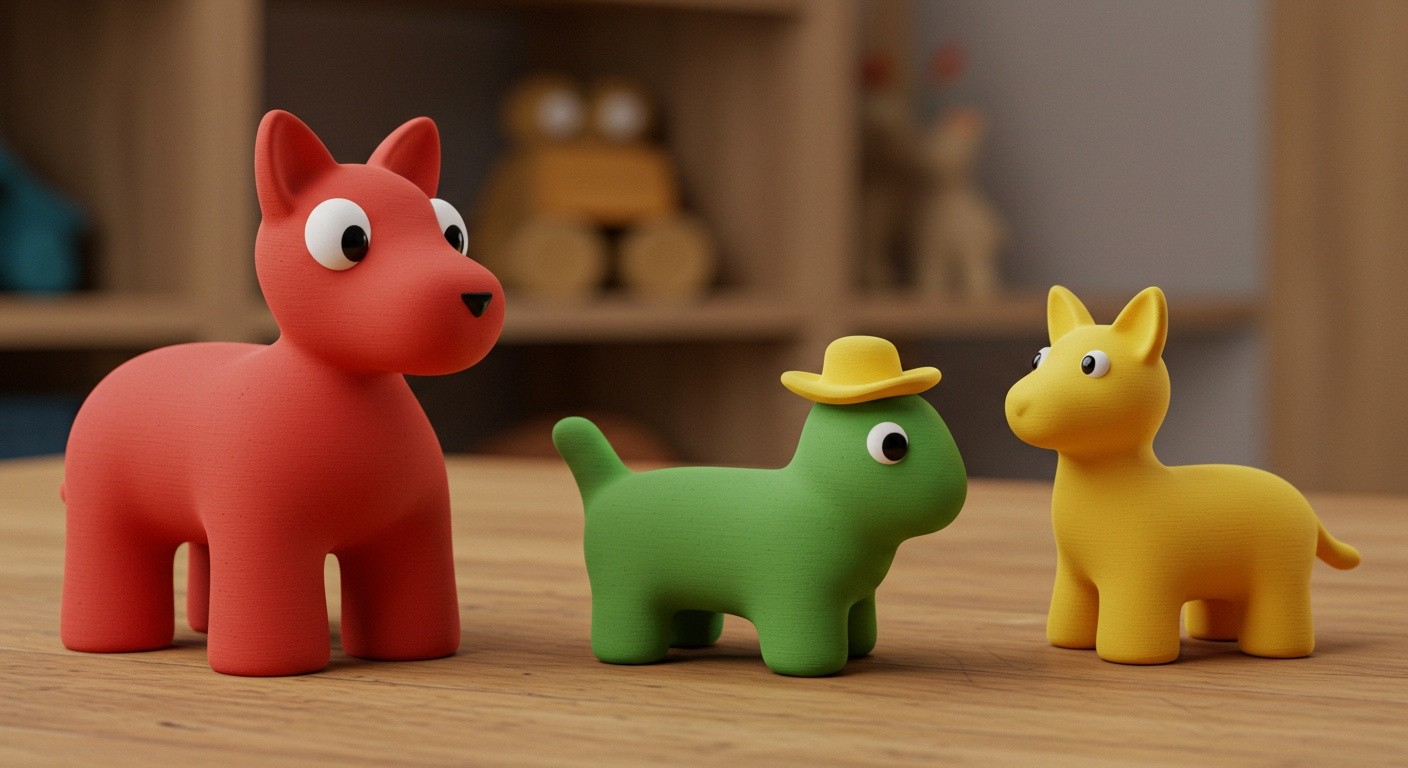 (реалистичная фотография) (Не используй текст и буквы на изображении) : 3d печать, Напечатанные детские игрушки