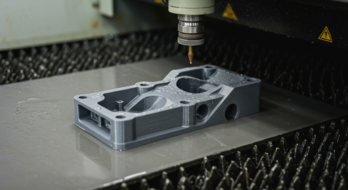 Процесс гидроабразивной резки детали