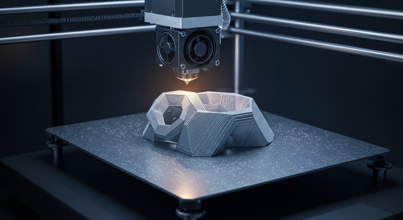 (реалистичная фотография) (Не используй текст и буквы на изображении) : 3d печать, Послойная печать и контроль геометрии изделия