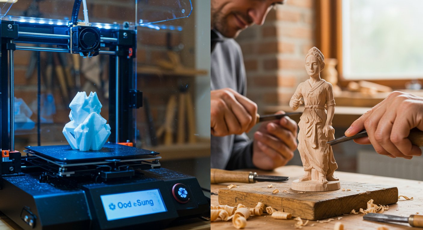 Статуэтка из дерева с ручной резьбой