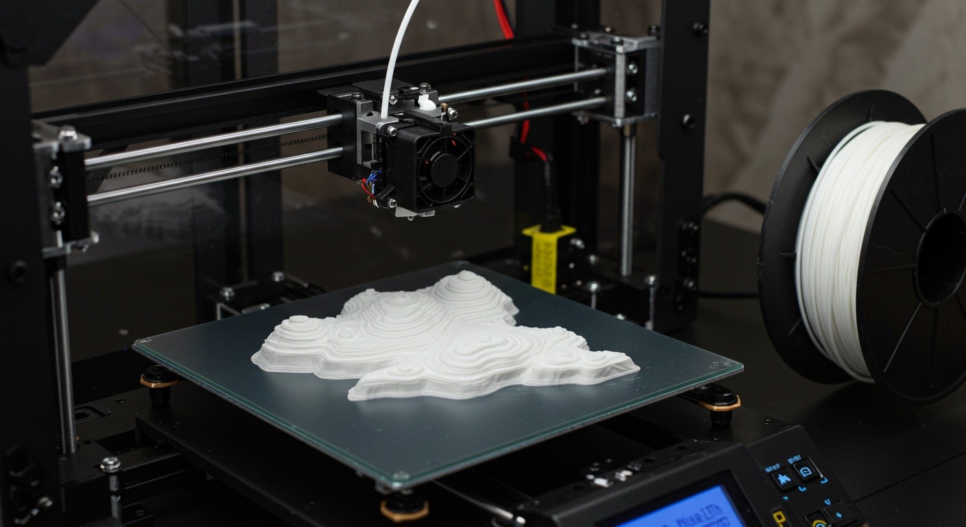 Сувенир в виде карты местности, напечатанный на 3D-принтере