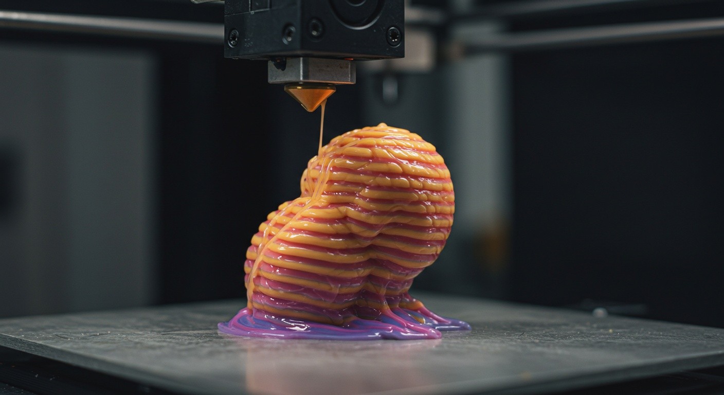 (реалистичная фотография) (Не используй текст и буквы на изображении) : 3d печать, Производство фигурок из силикона с добавлением красителей