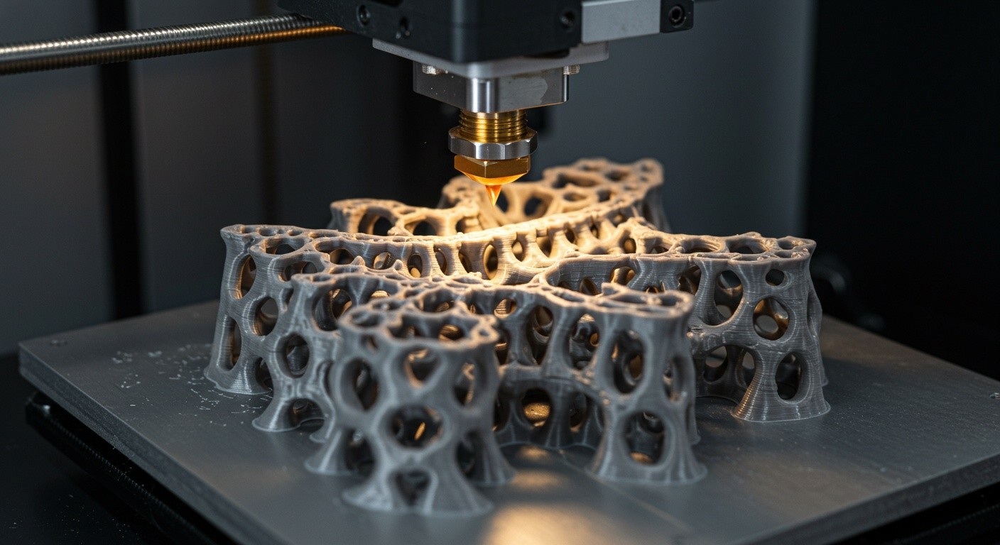 (реалистичная фотография) (Не используй текст и буквы на изображении) : 3d печать, Печать сложных каналов послойно