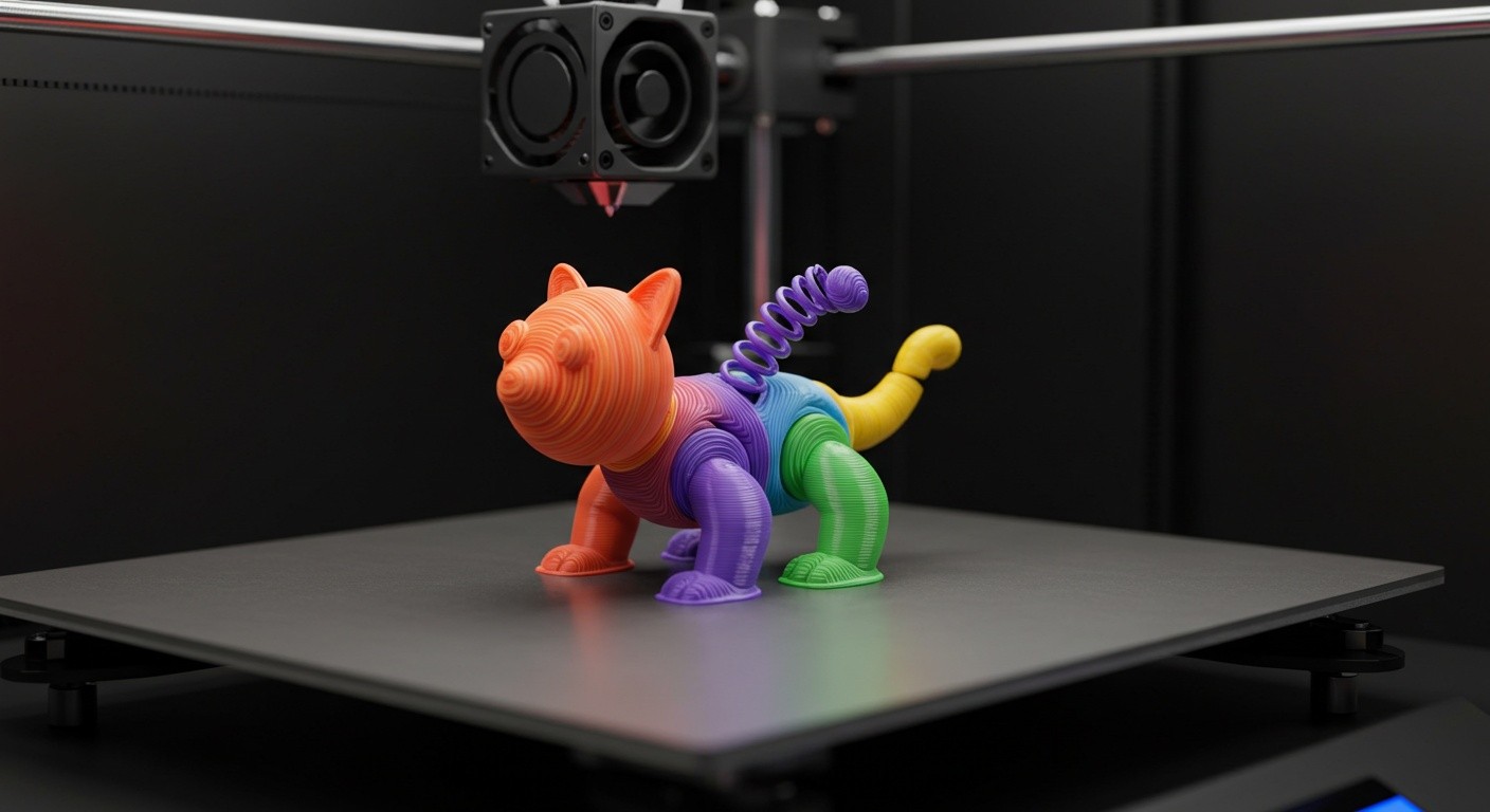 (реалистичная фотография) (Не используй текст и буквы на изображении) : 3d печать, Печать игрушек с упругими элементами