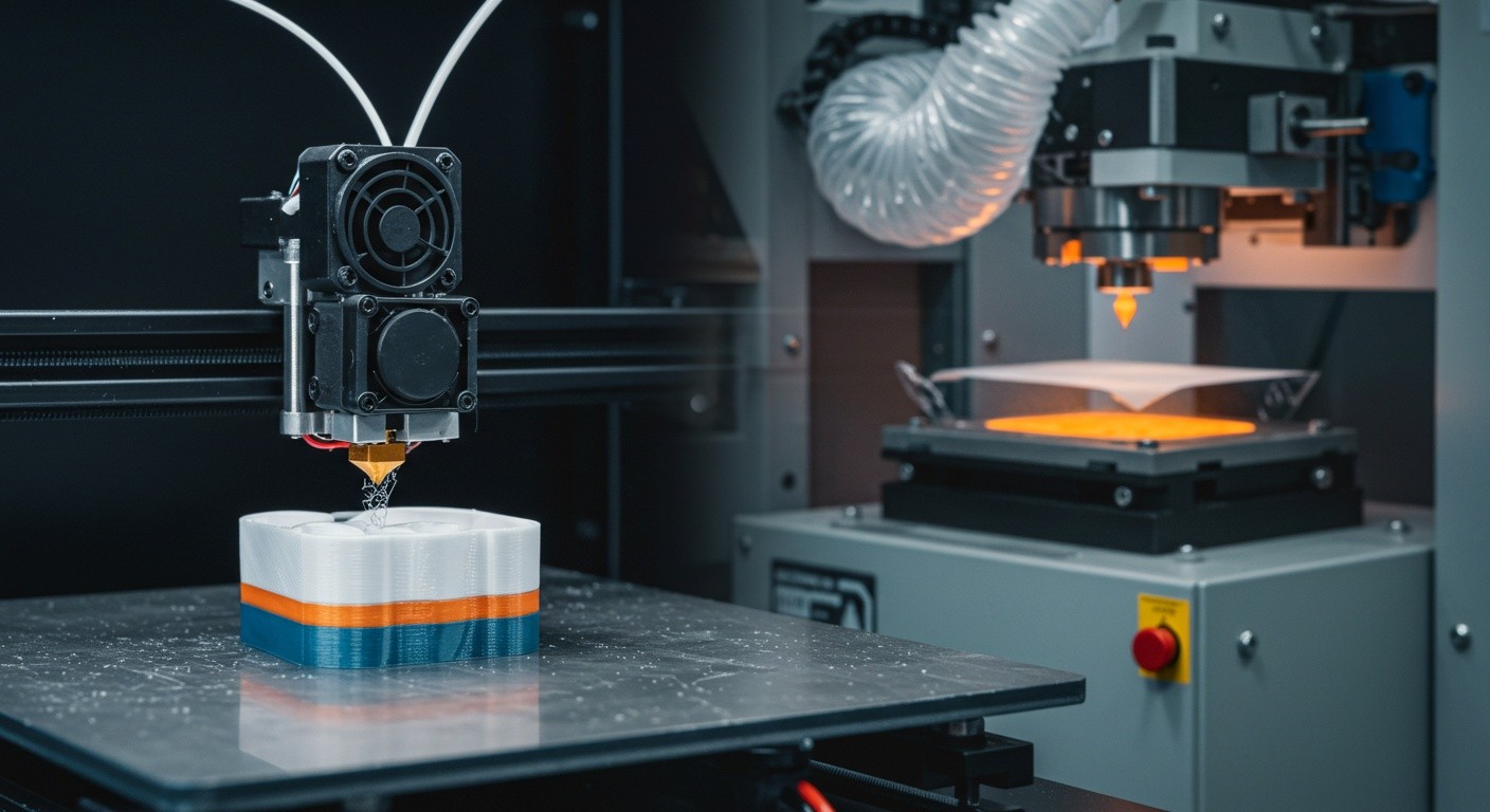 (реалистичная фотография) (Не используй текст и буквы на изображении) : 3d печать, Изготовление изделий из пластика с использованием вакуумной формовки