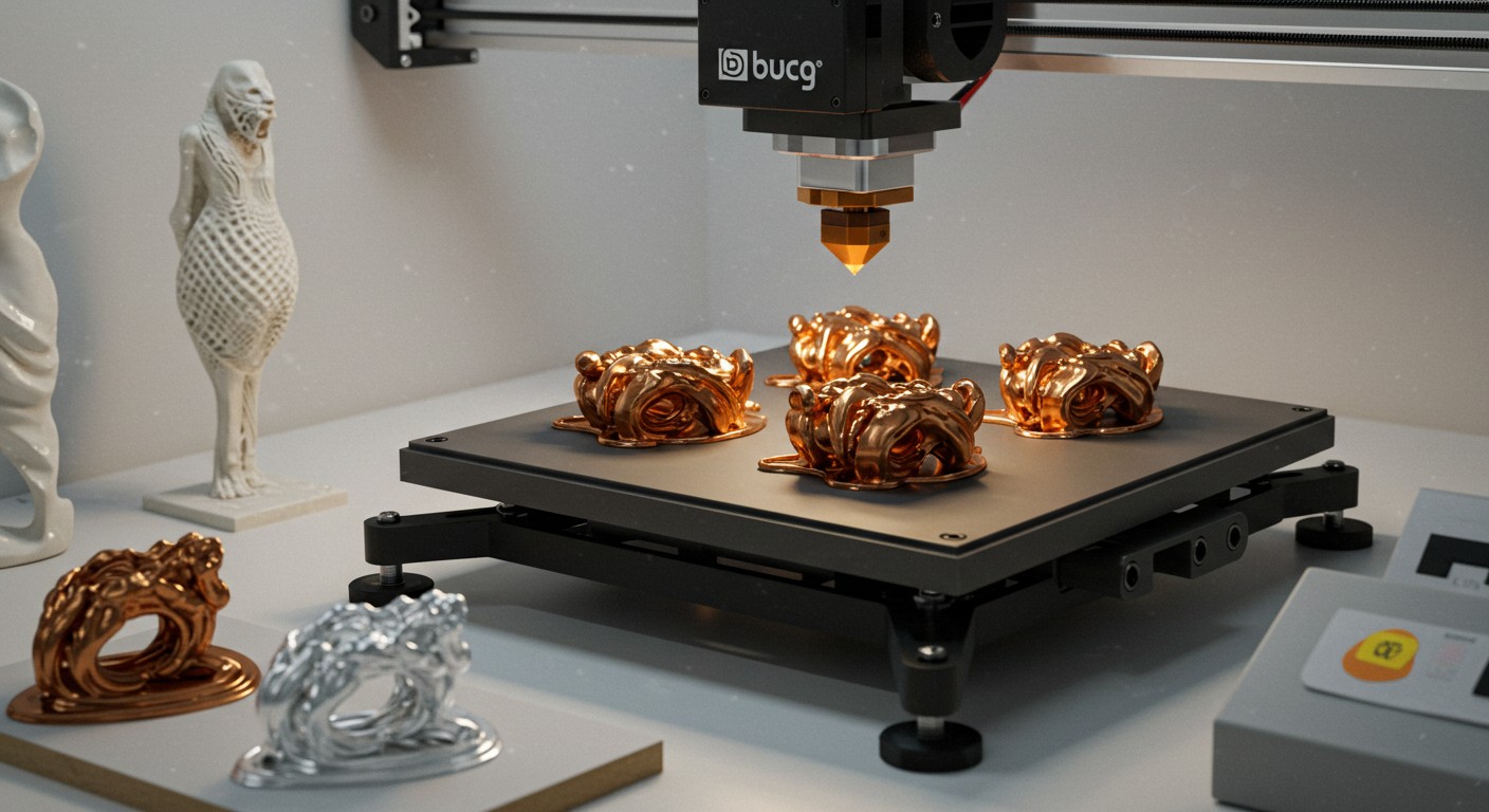 (реалистичная фотография) (Не используй текст и буквы на изображении) : 3d печать, Создание художественных деталей из бронзы и серебра