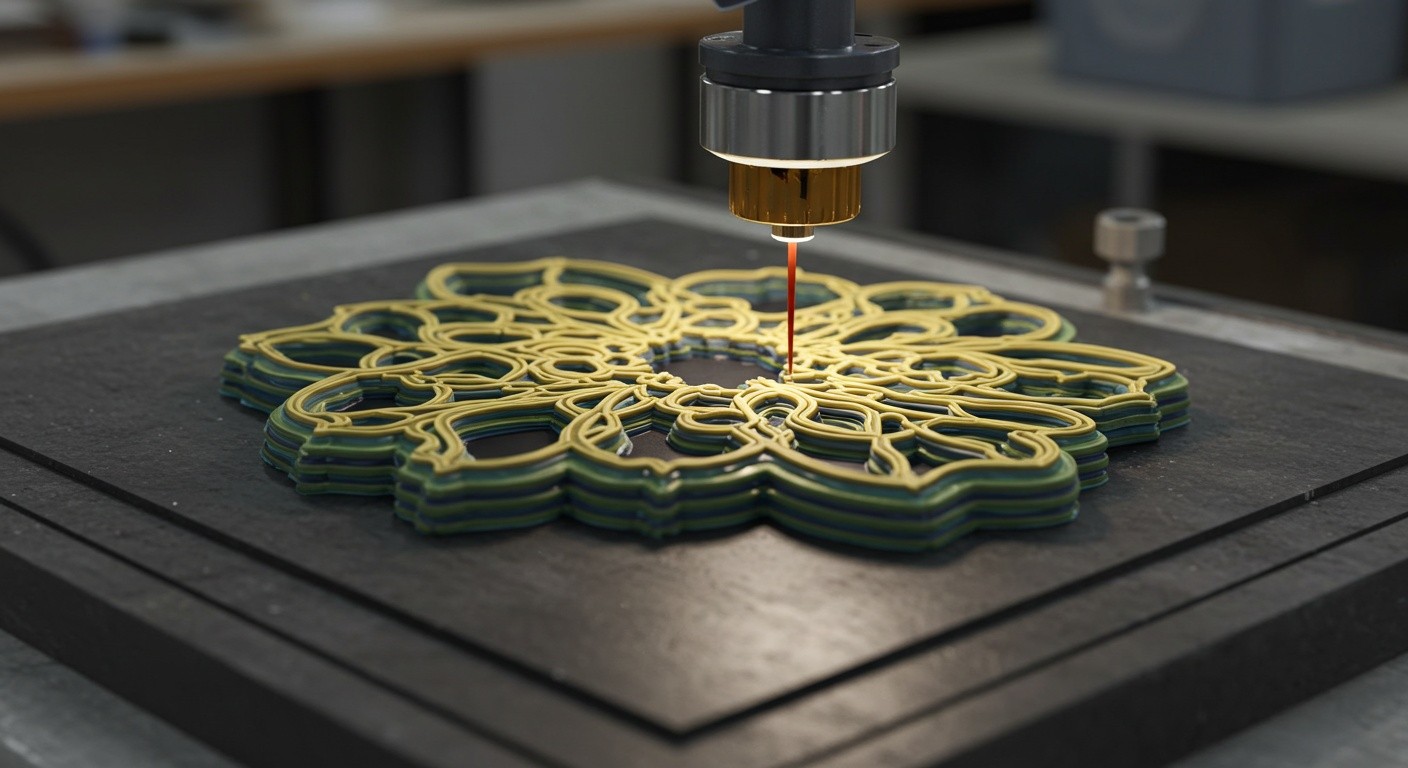(реалистичная фотография) (Не используй текст и буквы на изображении) : 3d печать, Процесс создания изделий из эпоксидной смолы с декором