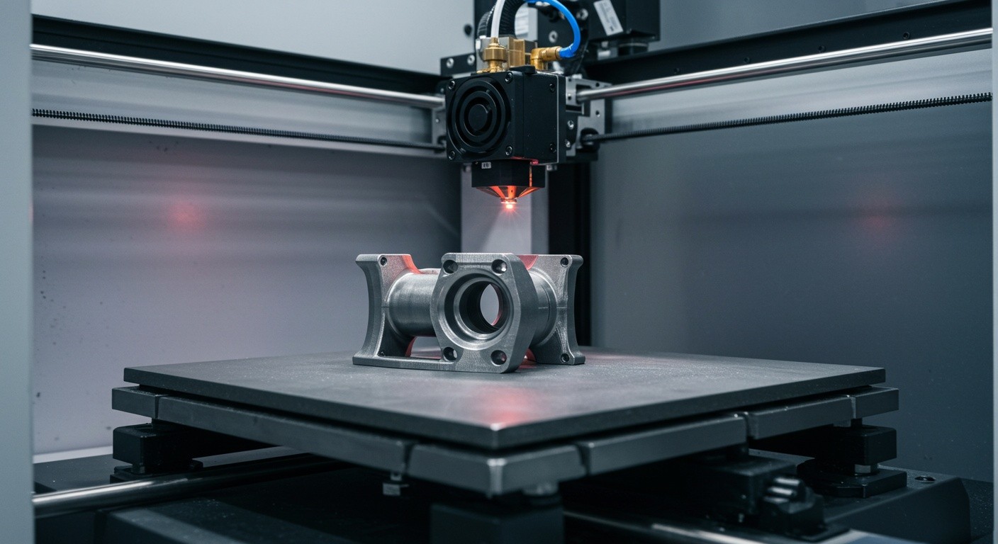 (реалистичная фотография) (Не используй текст и буквы на изображении) : 3d печать, Технология изготовления деталей из титана с обработкой