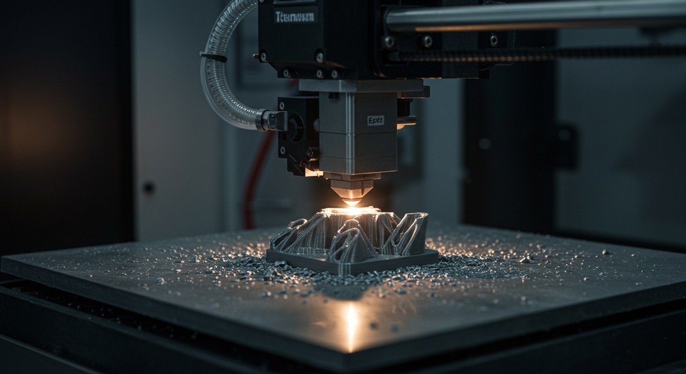 (реалистичная фотография) (Не используй текст и буквы на изображении) : 3d печать, Процесс изготовления деталей из титана и его сплавов