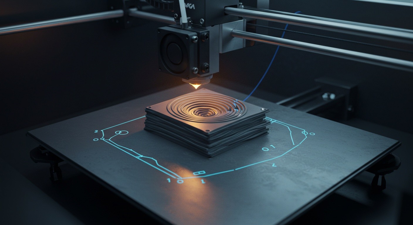 (реалистичная фотография) (Не используй текст и буквы на изображении) : 3d печать, Как оптимизировать траекторию послойной печати