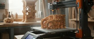 (реалистичная фотография) (Не используй текст и буквы на изображении) : 3d печать, Особенности изготовления изделий из дерева