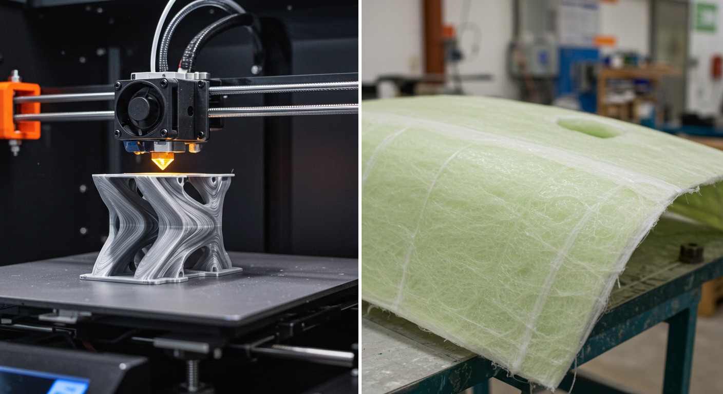 (реалистичная фотография) (Не используй текст и буквы на изображении) : 3d печать, Особенности изготовления изделий из стеклопластика