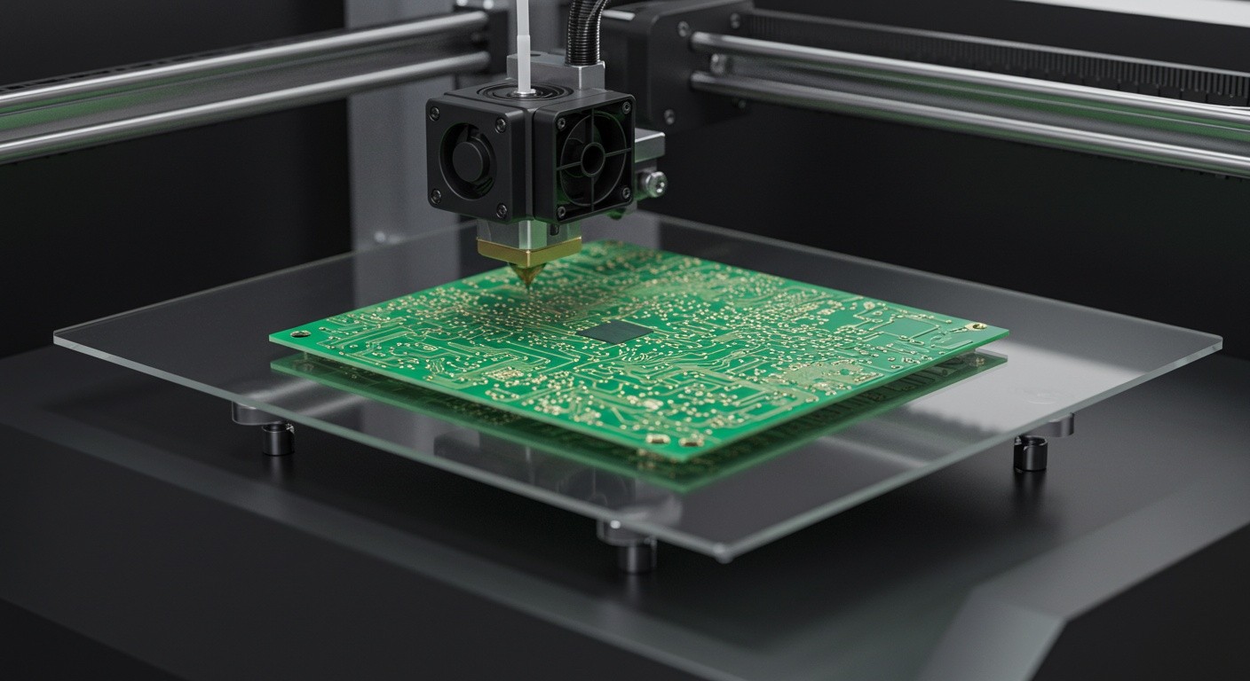 (реалистичная фотография) (Не используй текст и буквы на изображении) : 3d печать, Как напечатать печатную плату