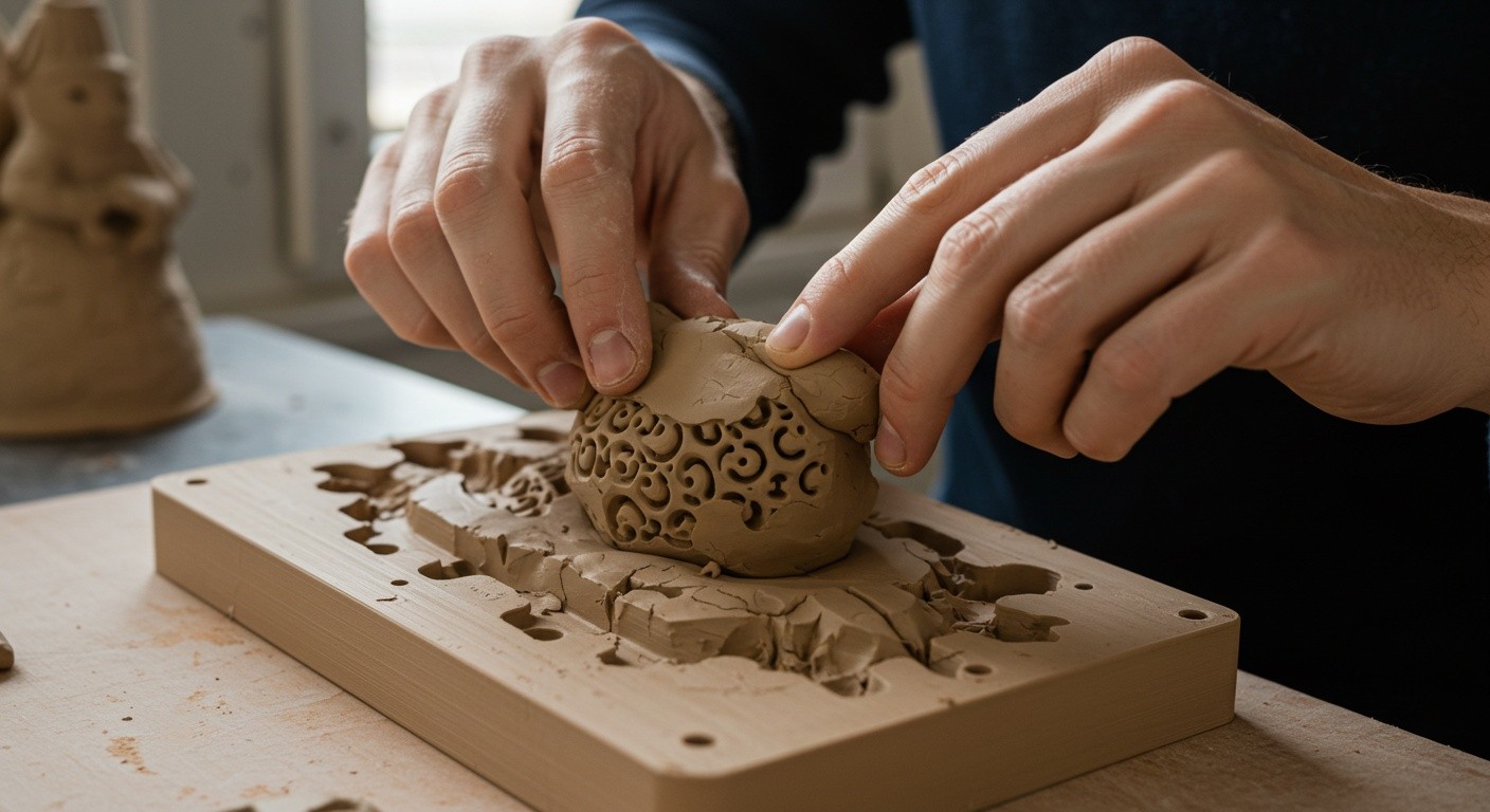 (реалистичная фотография) (Не используй текст и буквы на изображении) : 3d печать, Изготовление фигурок из керамики методом лепки