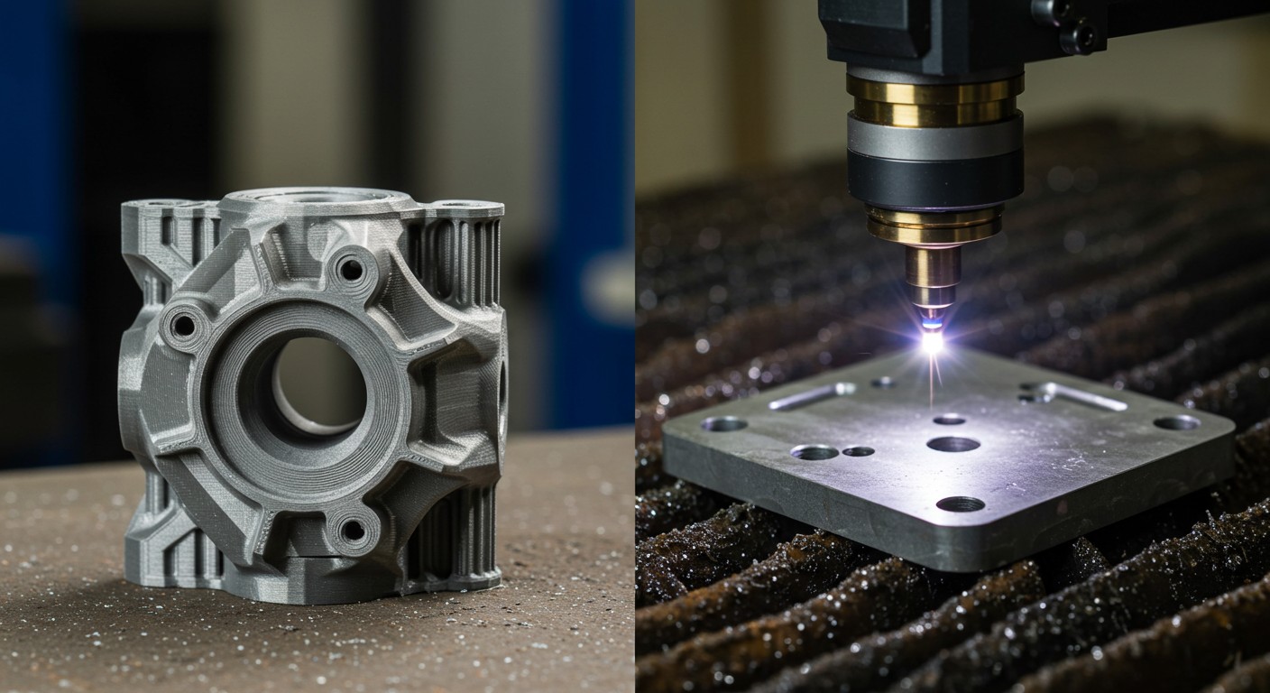 (реалистичная фотография) (Не используй текст и буквы на изображении) : 3d печать, Технология изготовления деталей с помощью плазменной резки