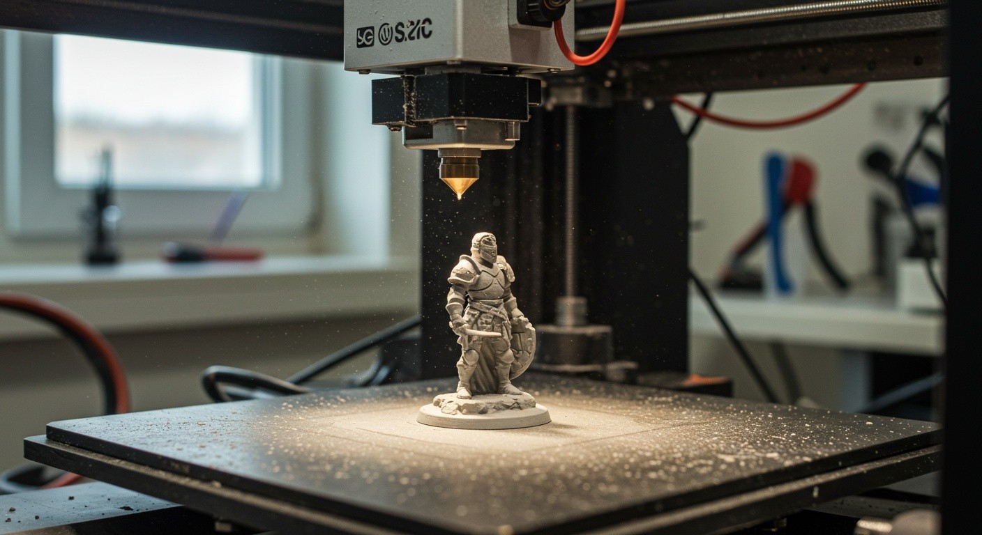 (реалистичная фотография) (Не используй текст и буквы на изображении) : 3d печать, Создание фигур и статуй из искусственного камня