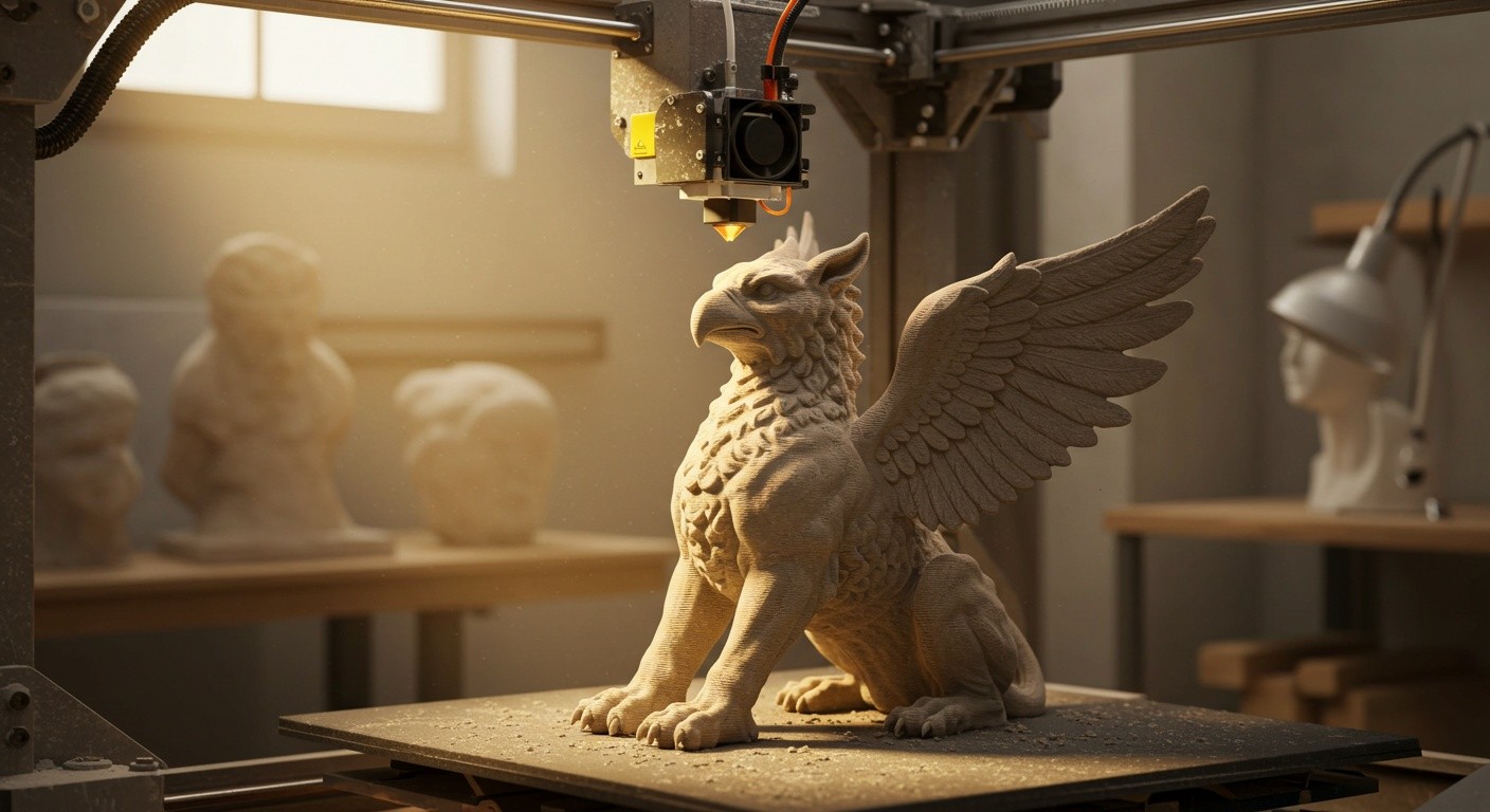 Фигура из искусственного камня на производстве