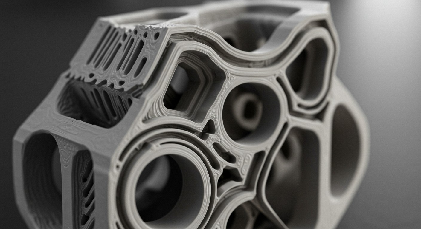 (реалистичная фотография) (Не используй текст и буквы на изображении) : 3d печать, Послойная печать с внутренними пустотами