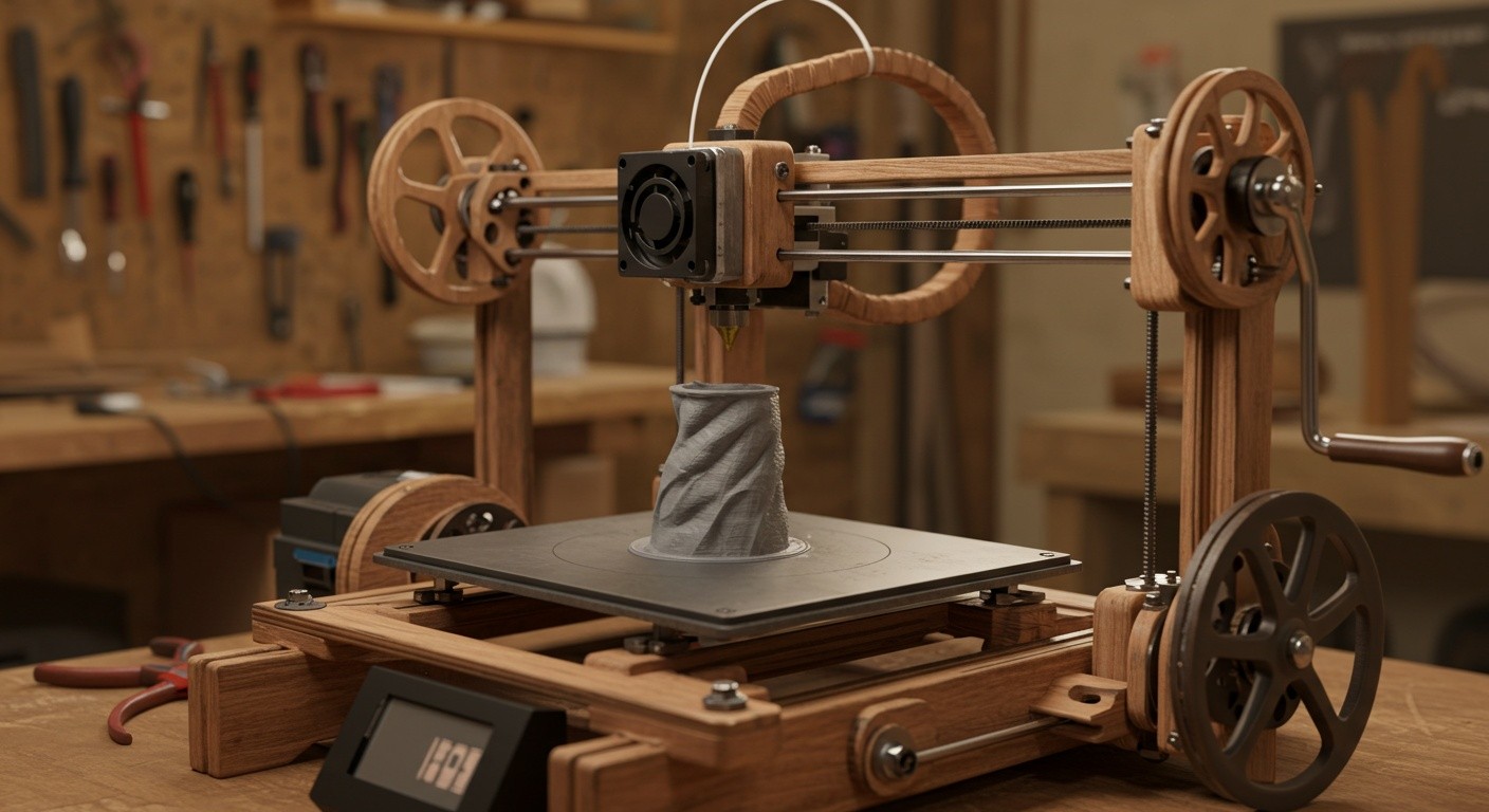 (реалистичная фотография) (Не используй текст и буквы на изображении) : 3d печать, Печать без электричества