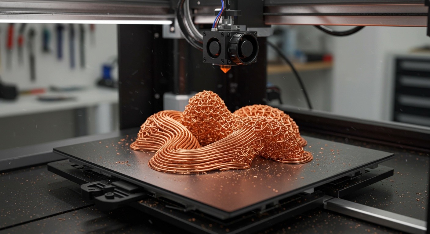 (реалистичная фотография) (Не используй текст и буквы на изображении) : 3d печать, Технология изготовления художественных изделий из меди
