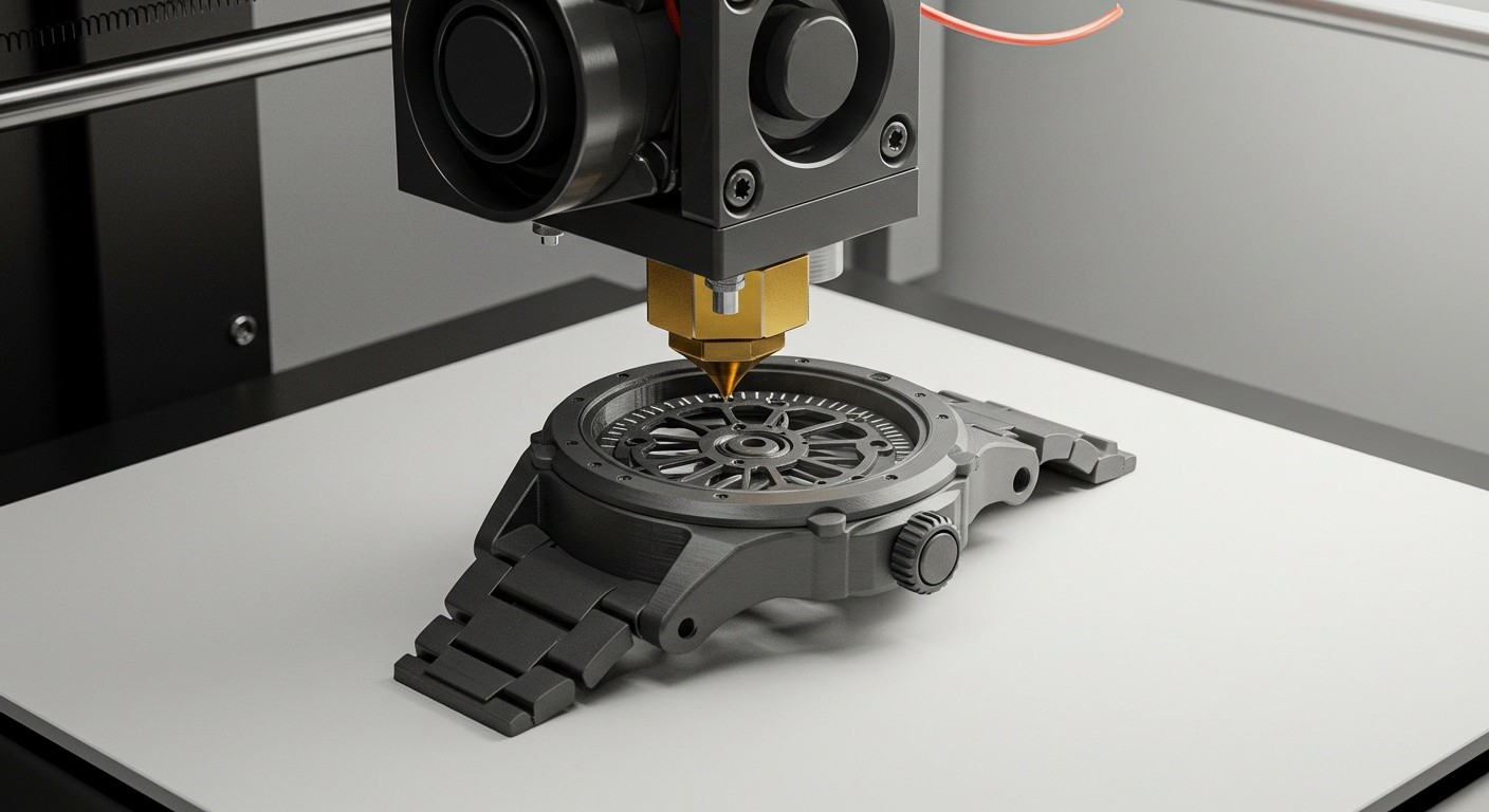 3D-печатные часы на белом фоне