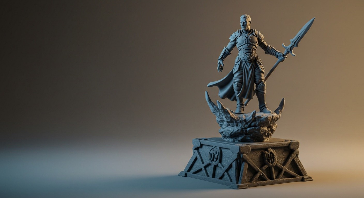 (реалистичная фотография) (Не используй текст и буквы на изображении) : 3d печать, Печать миниатюр с уникальными подставками