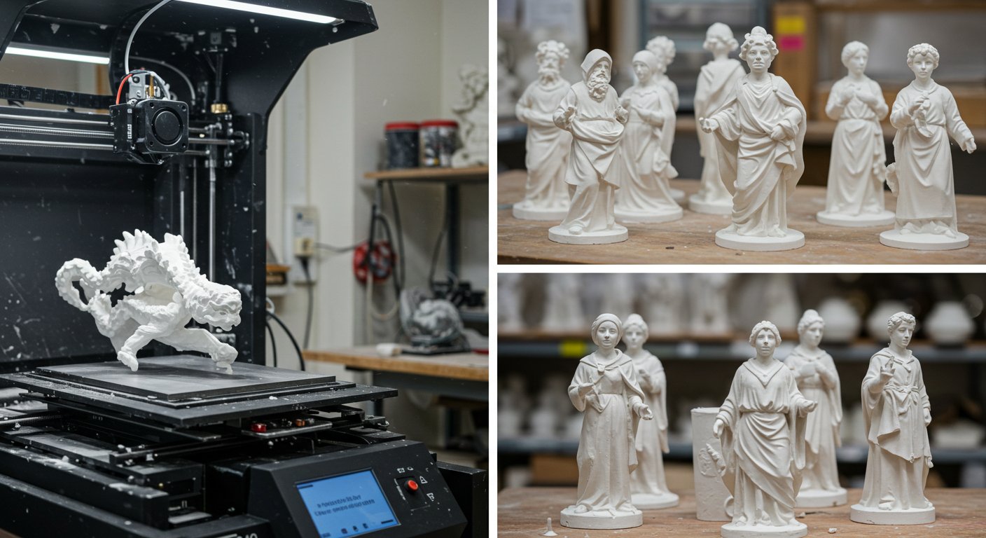 Процесс создания декоративных гипсовых фигурок Изготовление гипсовых фигурок с окраской и лакированием