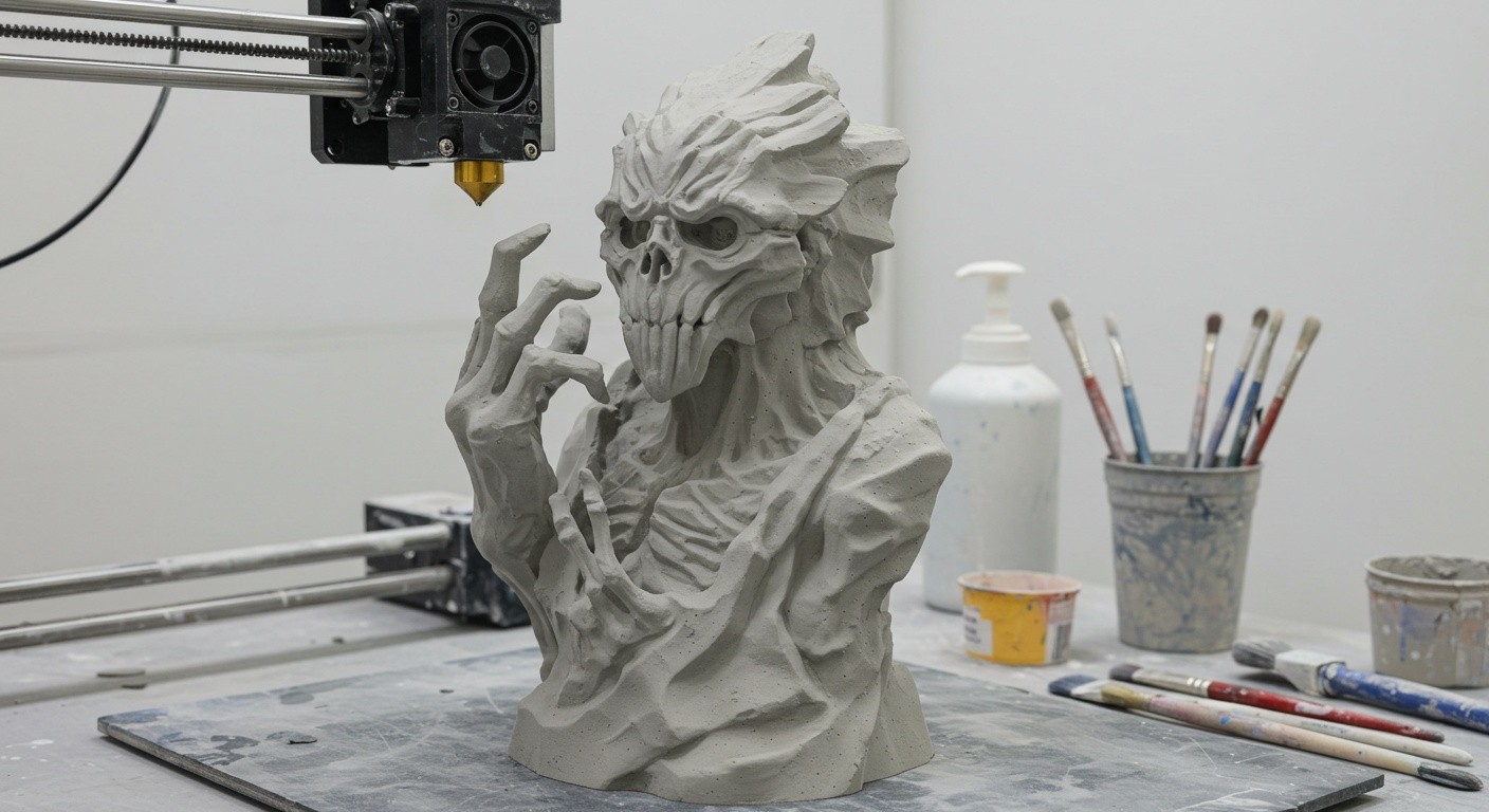 Процесс создания и покраски бетонной статуи Создание бетонной статуи с декоративной покраской