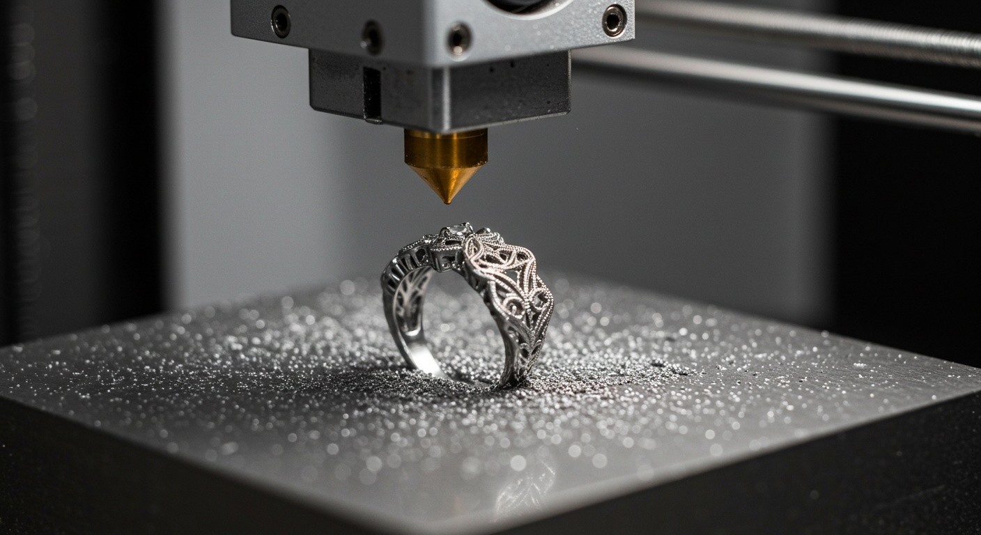 (реалистичная фотография) (Не используй текст и буквы на изображении) : 3d печать, 3D-печать в ювелирном бизнесе