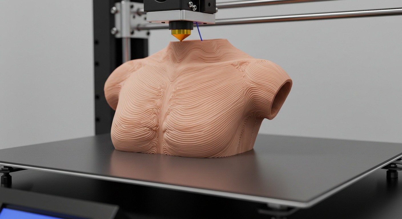 Процесс печати фигурки части тела в натуральную величину Фигурка человеческой части тела на 3D-принтере