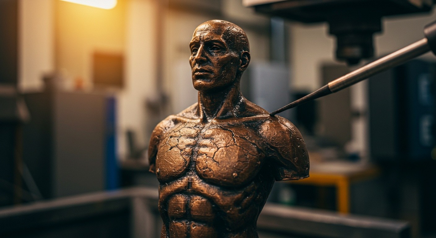 (реалистичная фотография) (Не используй текст и буквы на изображении) : 3d печать, Производство статуэток из бронзы с патинированием