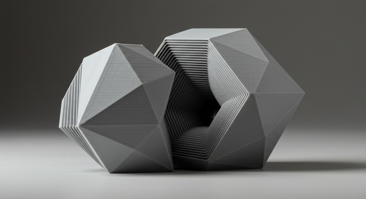 (реалистичная фотография) (Не используй текст и буквы на изображении) : 3d печать, Послойная печать и контроль за геометрией