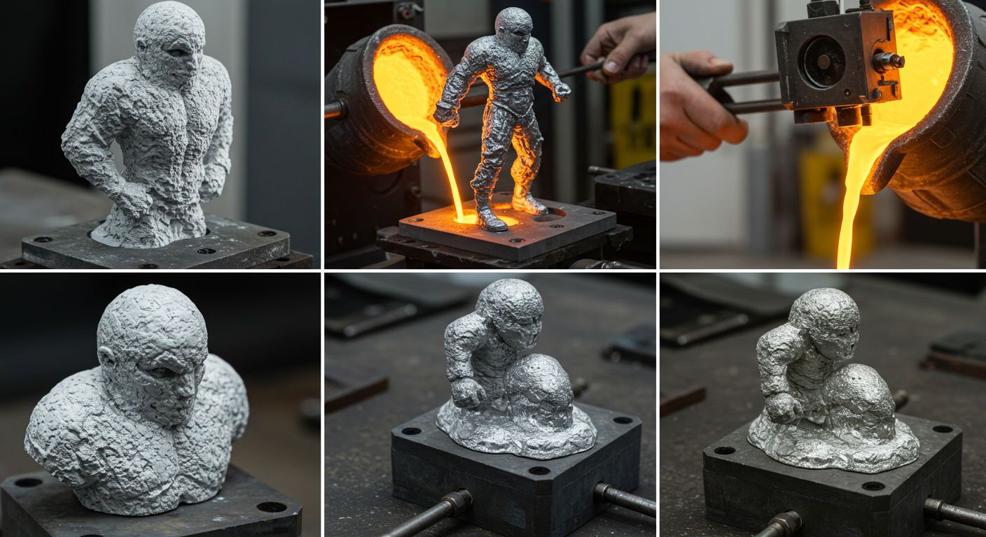 (реалистичная фотография) (Не используй текст и буквы на изображении) : 3d печать, Особенности изготовления фигурок из металла методом литья