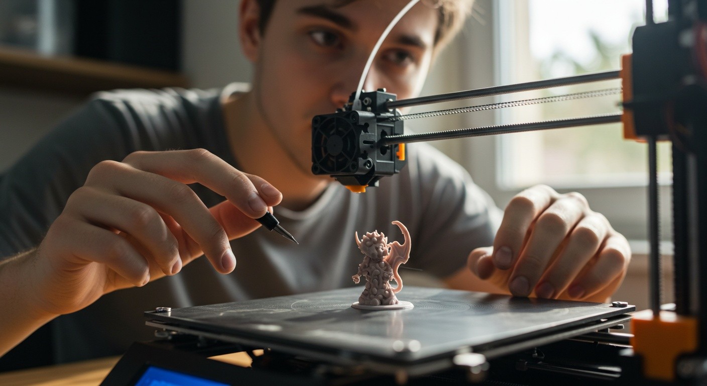 (реалистичная фотография) (Не используй текст и буквы на изображении) : 3d печать, Как напечатать фигурку на 3D-принтере дома
