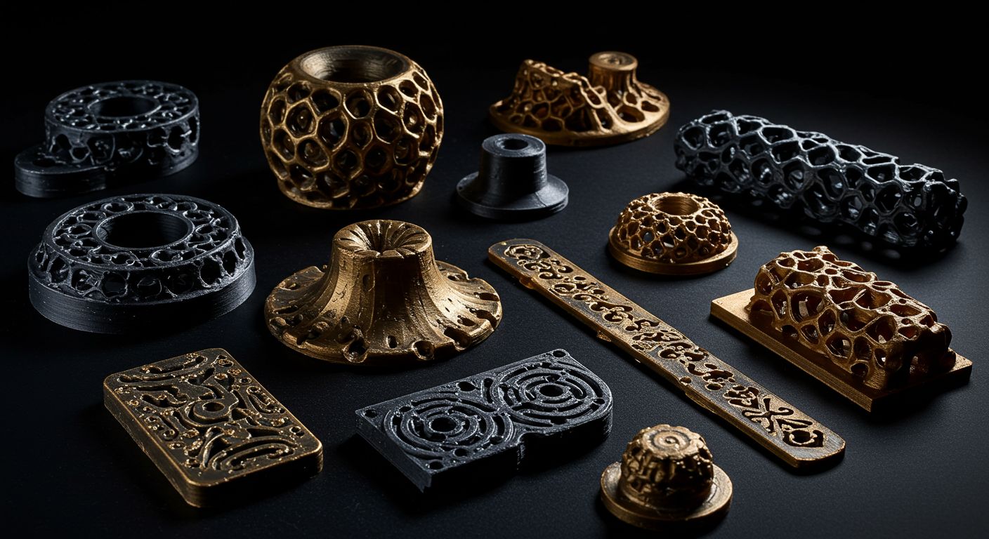 (реалистичная фотография) (Не используй текст и буквы на изображении) : 3d печать, Производство декоративных деталей методом электрохимической обработки