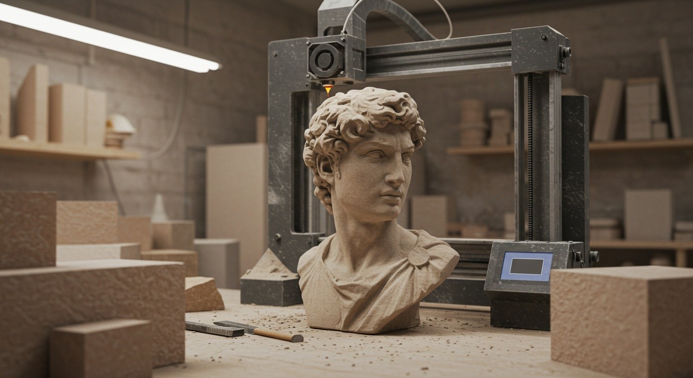 Статуя из природного камня в процессе обработки